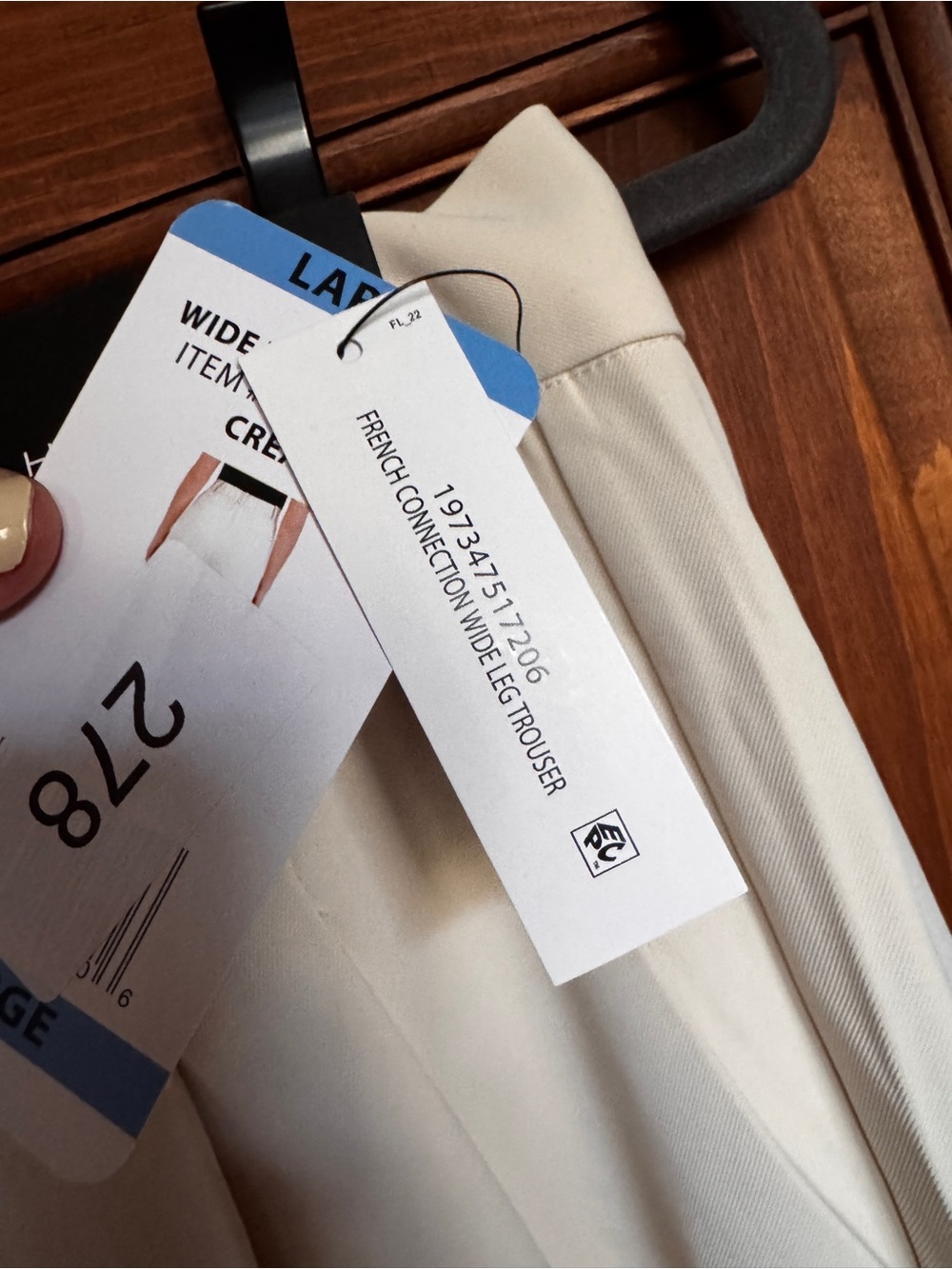 66. French Connection High-Waist Wide-Leg Trousers in Cream - Picture 8 of 13
